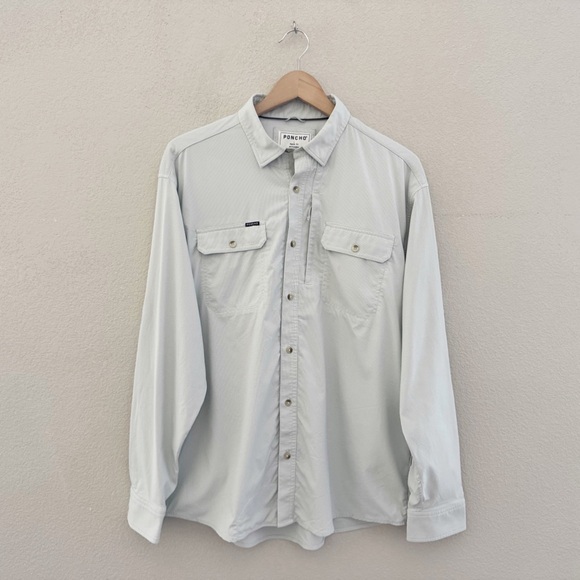 Poncho Original Shirt Mens Large Technical Green Outdoor Fishing Performance - Picture 4 of 13